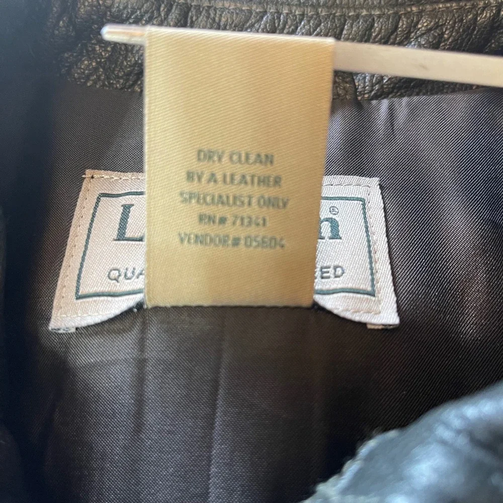 VTG LL Bean Flying Tiger Goatskin Leather‎ Bomber Jacket Dark Brown Mens XL Tall